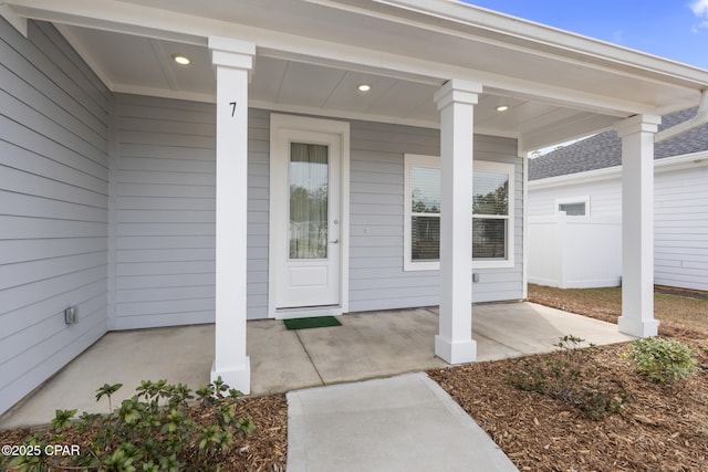 doorway to property featuring a patio