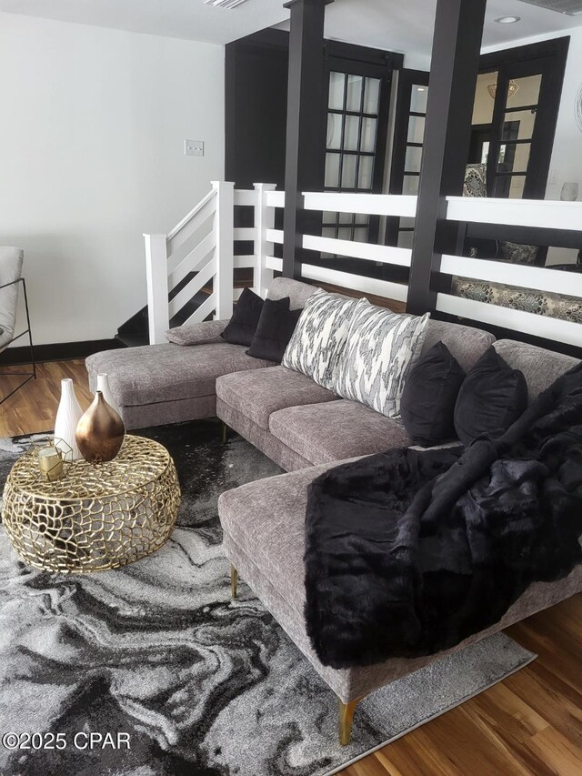 living room featuring hardwood / wood-style flooring