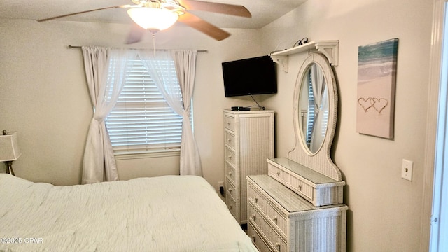 bedroom featuring ceiling fan