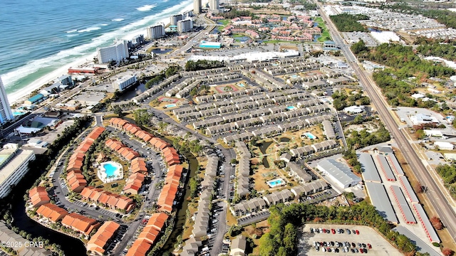 aerial view with a view of city and a water view