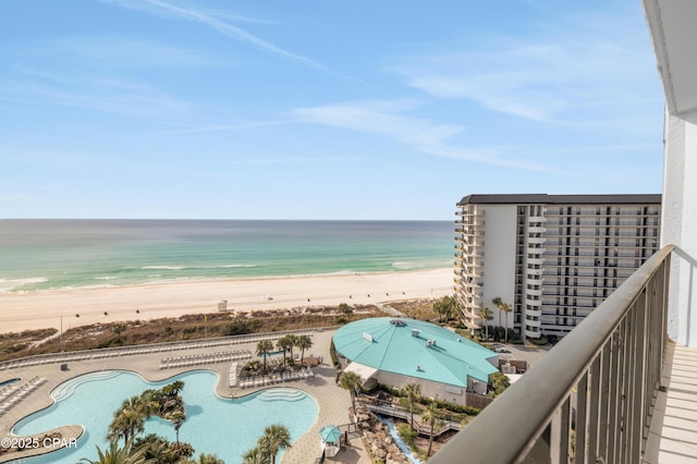 view of water feature with a view of the beach