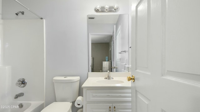 full bathroom with vanity, toilet, and shower / bathing tub combination