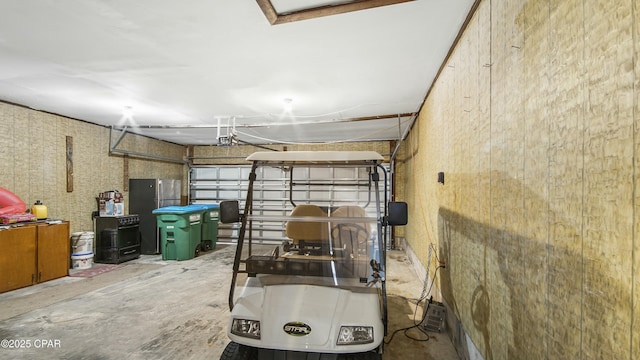 garage with a garage door opener