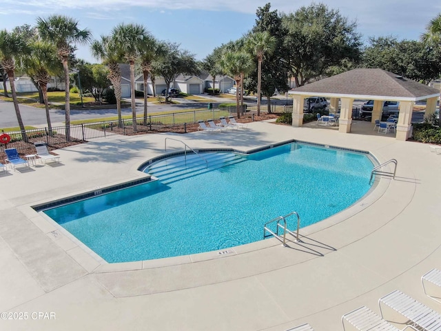 view of pool with a gazebo and a patio area