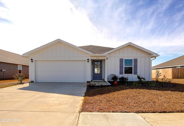 single story home featuring a garage