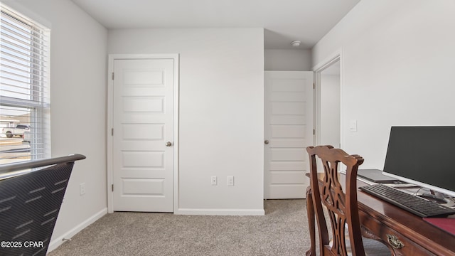 office featuring light colored carpet