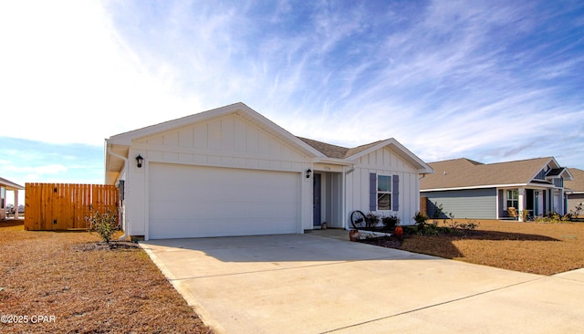 single story home with a garage