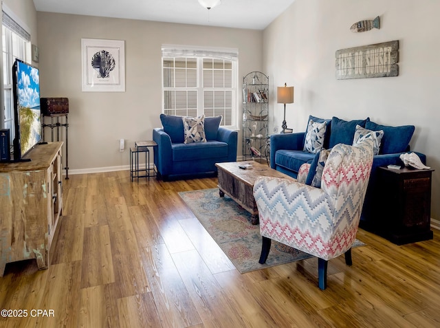 living room with light wood-type flooring