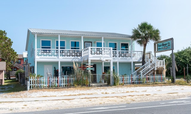 beach home with a porch