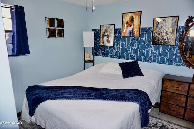 bedroom with tile patterned flooring