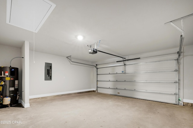 1202 Danley St, Panama City, FL 32404 - garage with water heater, a garage door opener, baseboards, and electric panel
