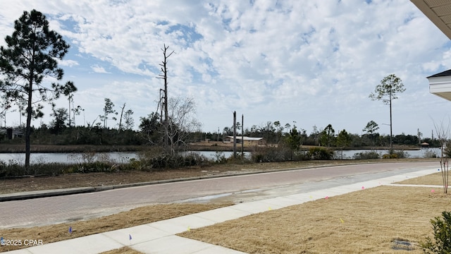 view of road featuring a water view