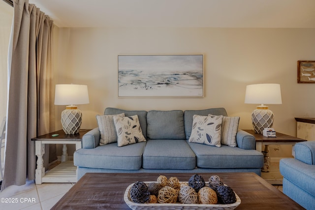 view of tiled living room