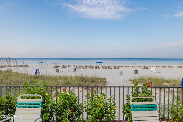 view of water feature featuring a view of the beach