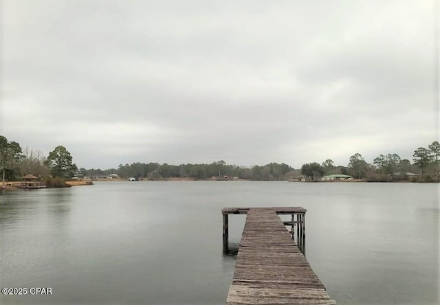 view of dock featuring a water view