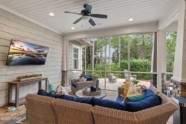 22207 Fox Glenn Trce, Panama City Beach, FL 32413 - sunroom / solarium with outdoor lounge area and ceiling fan