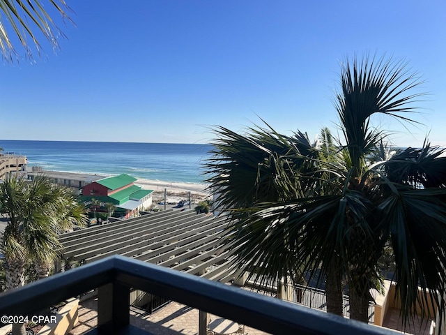 property view of water featuring a view of the beach