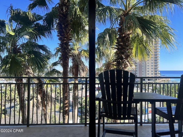 view of gate featuring a water view