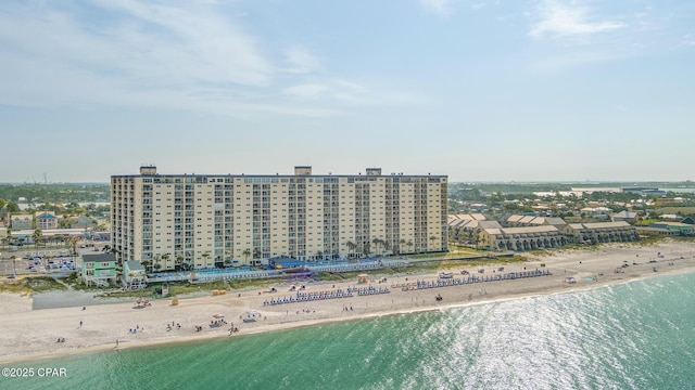 5801 Thomas Dr Unit 601, Panama City Beach, FL 32408 - drone / aerial view featuring a beach view and a water view