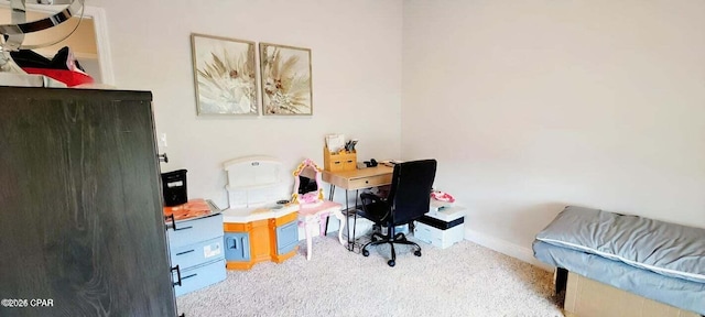 view of carpeted home office