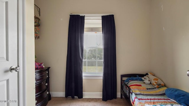 bedroom with carpet and baseboards