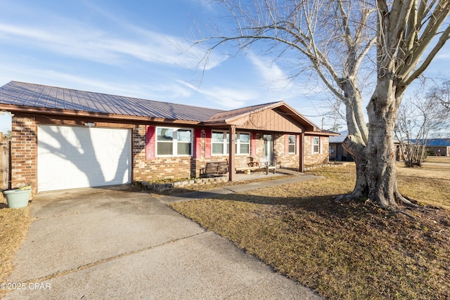 single story home with a garage