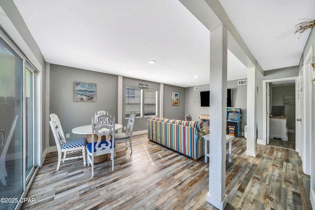 living room with hardwood / wood-style flooring