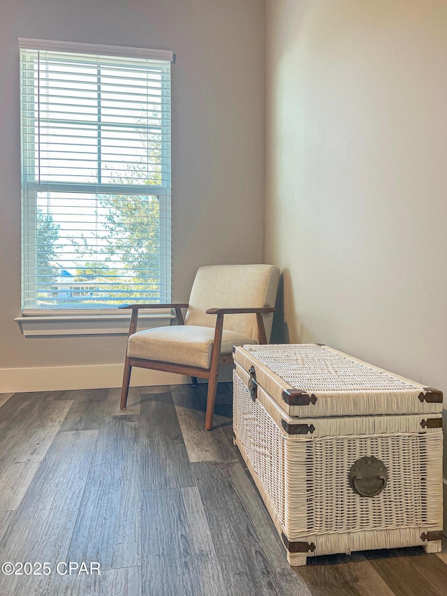 sitting room featuring baseboards and wood finished floors