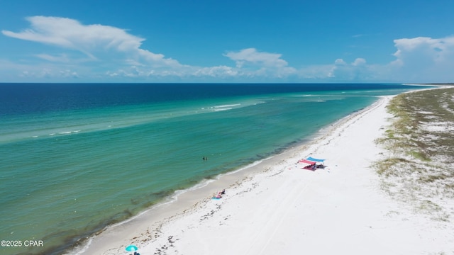 property view of water with a beach view