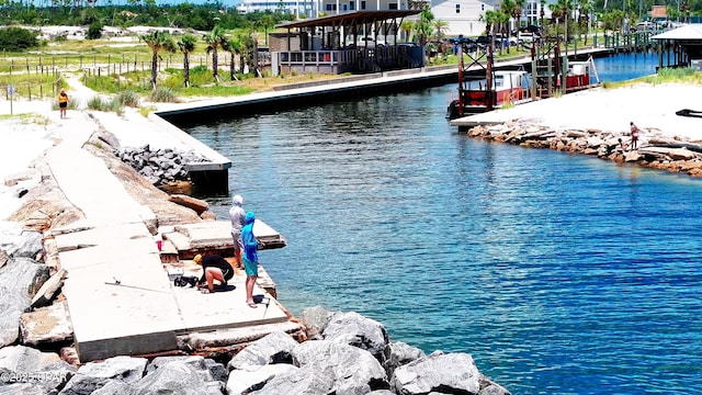 dock area featuring a water view