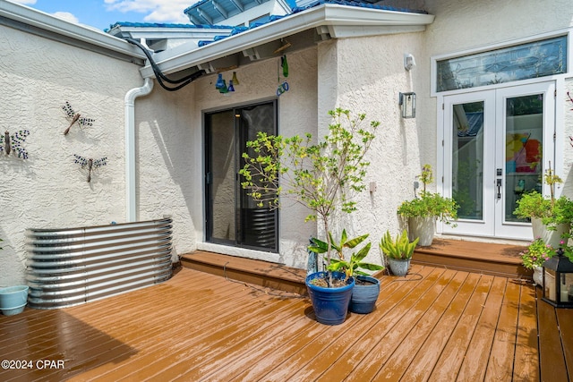 wooden terrace with french doors