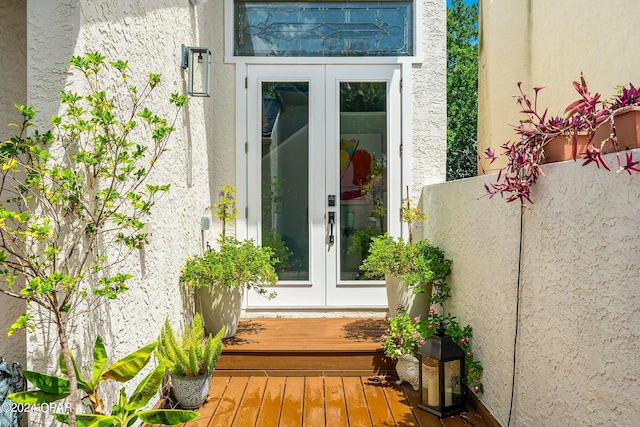 property entrance with french doors