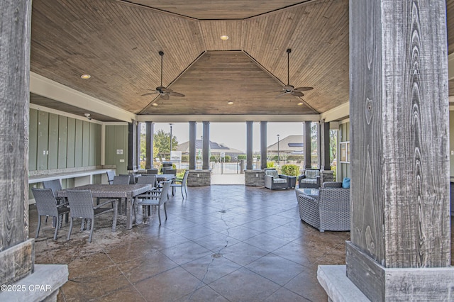 view of patio / terrace featuring ceiling fan