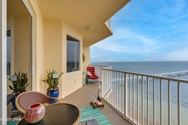 balcony with a water view