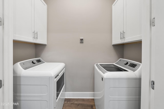 173 W Willow Mist Rd, Inlet Beach, FL 32461 - laundry room featuring washing machine and dryer, cabinet space, baseboards, and wood finished floors
