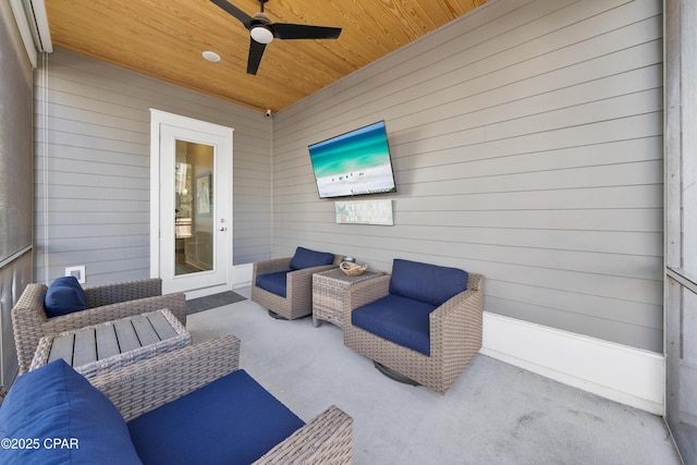 view of patio / terrace featuring outdoor lounge area and a ceiling fan