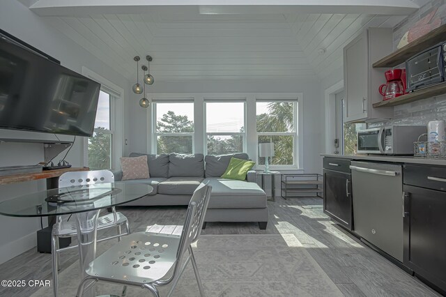 living room featuring light wood-type flooring