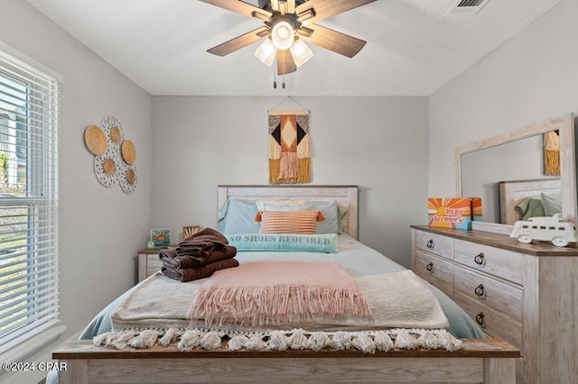 bedroom featuring ceiling fan