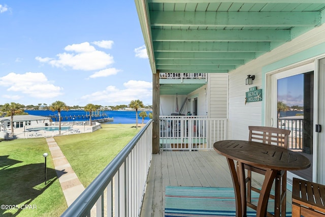 balcony with a water view