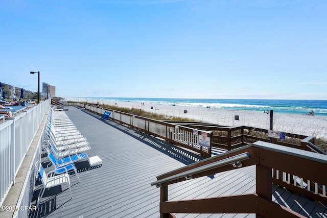 view of water feature with a view of the beach