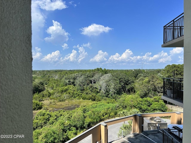 balcony with a view of trees