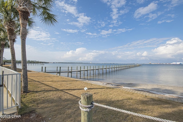 view of dock featuring a water view