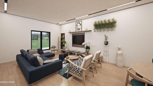 living room featuring light hardwood / wood-style flooring