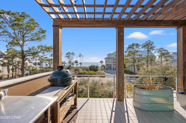 view of patio with a balcony and a pergola