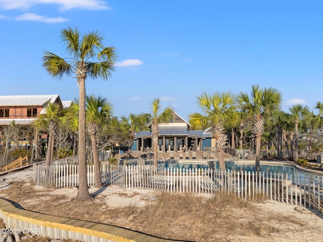 view of swimming pool with a patio area