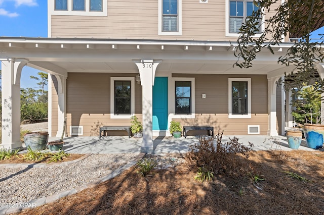 exterior space featuring covered porch