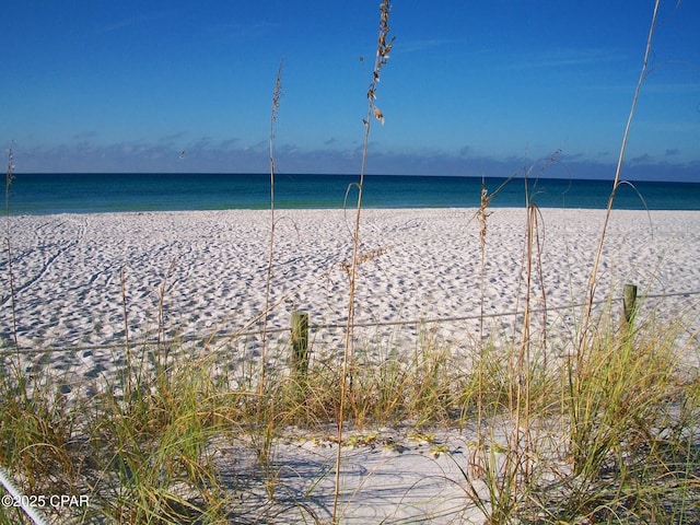 view of water feature featuring a view of the beach