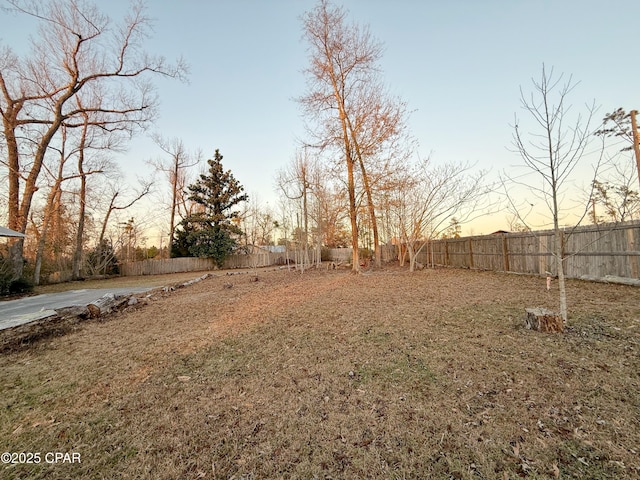 view of yard featuring a fenced backyard