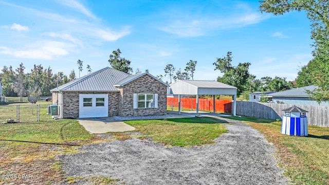 ranch-style house with a carport and a front yard