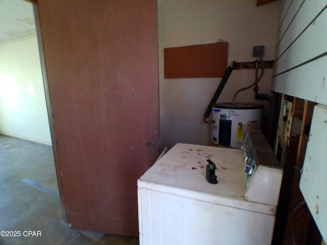 interior space featuring washer / clothes dryer and electric water heater